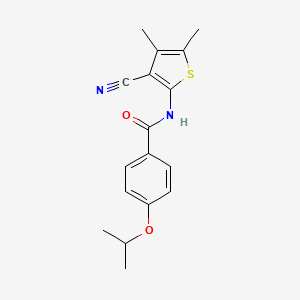 molecular formula C17H18N2O2S B2942559 N-(3-cyano-4,5-dimethylthiophen-2-yl)-4-isopropoxybenzamide CAS No. 896304-46-4