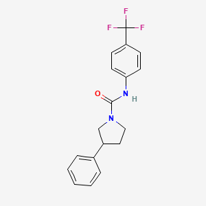molecular formula C18H17F3N2O B2942561 3-phenyl-N-(4-(trifluoromethyl)phenyl)pyrrolidine-1-carboxamide CAS No. 1211014-69-5