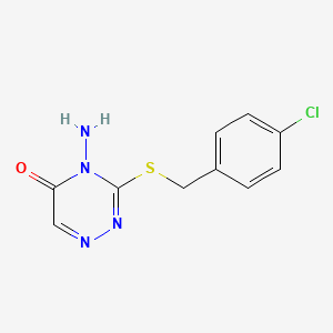 molecular formula C10H9ClN4OS B2942574 4-Amino-3-[(4-chlorophenyl)methylsulfanyl]-1,2,4-triazin-5-one CAS No. 869068-63-3