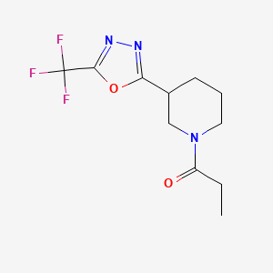 molecular formula C11H14F3N3O2 B2942577 1-(3-(5-(Trifluoromethyl)-1,3,4-oxadiazol-2-yl)piperidin-1-yl)propan-1-one CAS No. 1396807-26-3