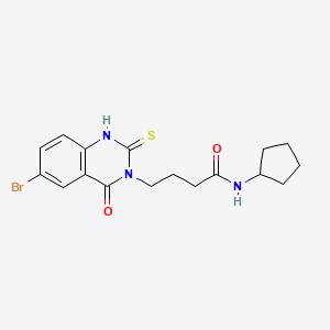molecular formula C17H20BrN3O2S B2942598 4-(6-bromo-4-oxo-2-sulfanylidene-1H-quinazolin-3-yl)-N-cyclopentylbutanamide CAS No. 422287-81-8