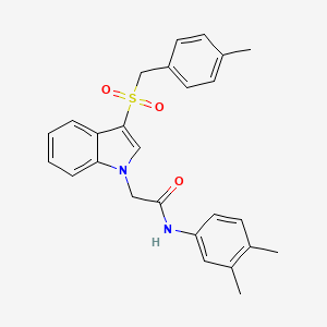molecular formula C26H26N2O3S B2942632 N-(3,4-二甲苯基)-2-(3-((4-甲基苄基)磺酰基)-1H-吲哚-1-基)乙酰胺 CAS No. 878062-92-1