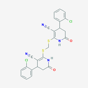 molecular formula C25H18Cl2N4O2S2 B2942634 4-(2-chlorophenyl)-6-[[4-(2-chlorophenyl)-5-cyano-2-oxo-3,4-dihydro-1H-pyridin-6-yl]sulfanylmethylsulfanyl]-2-oxo-3,4-dihydro-1H-pyridine-5-carbonitrile CAS No. 370850-33-2