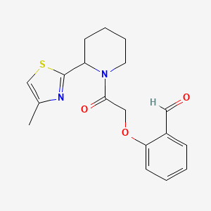 molecular formula C18H20N2O3S B2942636 2-[2-[2-(4-Methyl-1,3-thiazol-2-yl)piperidin-1-yl]-2-oxoethoxy]benzaldehyde CAS No. 2224215-17-0