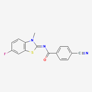 molecular formula C16H10FN3OS B2942662 (E)-4-cyano-N-(6-fluoro-3-methylbenzo[d]thiazol-2(3H)-ylidene)benzamide CAS No. 477511-51-6