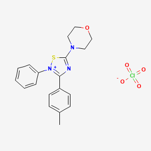 molecular formula C19H20ClN3O5S B2942669 5-Morpholino-2-phenyl-3-(p-tolyl)-1,2,4-thiadiazol-2-ium perchlorate CAS No. 1164102-31-1
