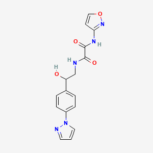 molecular formula C16H15N5O4 B2942682 N-[2-Hydroxy-2-(4-pyrazol-1-ylphenyl)ethyl]-N'-(1,2-oxazol-3-yl)oxamide CAS No. 2415510-90-4