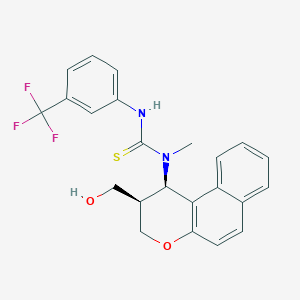 molecular formula C23H21F3N2O2S B2942693 N-[2-(hydroxymethyl)-2,3-dihydro-1H-benzo[f]chromen-1-yl]-N-methyl-N'-[3-(trifluoromethyl)phenyl]thiourea CAS No. 321574-22-5