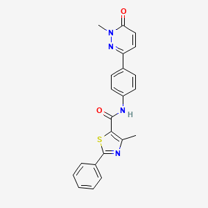 molecular formula C22H18N4O2S B2942713 4-methyl-N-(4-(1-methyl-6-oxo-1,6-dihydropyridazin-3-yl)phenyl)-2-phenylthiazole-5-carboxamide CAS No. 941979-89-1