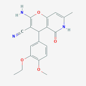 molecular formula C19H19N3O4 B2942714 2-氨基-4-(3-乙氧基-4-甲氧基苯基)-7-甲基-5-氧代-4,6-二氢吡喃并[3,2-c]吡啶-3-腈 CAS No. 868213-22-3