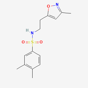 molecular formula C14H18N2O3S B2942717 3,4-二甲基-N-(2-(3-甲基异恶唑-5-基)乙基)苯磺酰胺 CAS No. 1421490-26-7