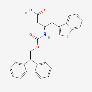 molecular formula C27H23NO4S B2942718 (S)-3-((((9H-Fluoren-9-yl)methoxy)carbonyl)amino)-4-(benzo[b]thiophen-3-yl)butanoic acid CAS No. 270063-46-2