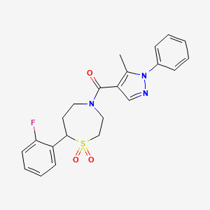 (7-(2-fluorophenyl)-1,1-dioxido-1,4-thiazepan-4-yl)(5-methyl-1-phenyl-1H-pyrazol-4-yl)methanone