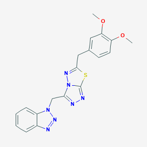 molecular formula C19H17N7O2S B294272 1-{[6-(3,4-dimethoxybenzyl)[1,2,4]triazolo[3,4-b][1,3,4]thiadiazol-3-yl]methyl}-1H-1,2,3-benzotriazole 