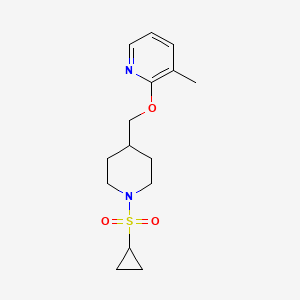 molecular formula C15H22N2O3S B2942723 2-[(1-Cyclopropylsulfonylpiperidin-4-yl)methoxy]-3-methylpyridine CAS No. 2380032-46-0