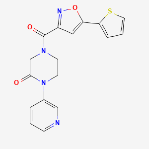 molecular formula C17H14N4O3S B2942725 1-(Pyridin-3-yl)-4-(5-(thiophen-2-yl)isoxazole-3-carbonyl)piperazin-2-one CAS No. 2210138-96-6