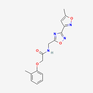 molecular formula C16H16N4O4 B2942733 N-((3-(5-methylisoxazol-3-yl)-1,2,4-oxadiazol-5-yl)methyl)-2-(o-tolyloxy)acetamide CAS No. 2034420-01-2