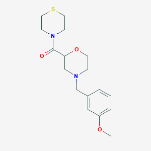 molecular formula C17H24N2O3S B2942737 [4-[(3-Methoxyphenyl)methyl]morpholin-2-yl]-thiomorpholin-4-ylmethanone CAS No. 2415490-70-7