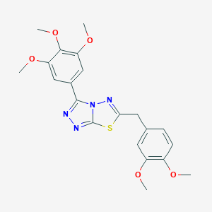 molecular formula C21H22N4O5S B294274 6-(3,4-Dimethoxybenzyl)-3-(3,4,5-trimethoxyphenyl)[1,2,4]triazolo[3,4-b][1,3,4]thiadiazole 