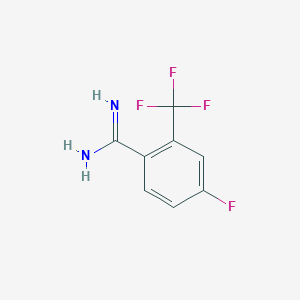 molecular formula C8H6F4N2 B2942750 4-Fluoro-2-trifluoromethyl-benzamidine CAS No. 1187927-54-3