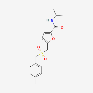 molecular formula C17H21NO4S B2942752 N-isopropyl-5-(((4-methylbenzyl)sulfonyl)methyl)furan-2-carboxamide CAS No. 1448078-11-2