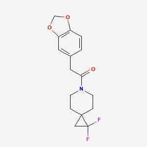molecular formula C16H17F2NO3 B2942754 2-(Benzo[d][1,3]dioxol-5-yl)-1-(1,1-difluoro-6-azaspiro[2.5]octan-6-yl)ethan-1-one CAS No. 2097888-85-0