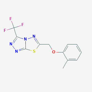 molecular formula C12H9F3N4OS B294276 6-[(2-Methylphenoxy)methyl]-3-(trifluoromethyl)[1,2,4]triazolo[3,4-b][1,3,4]thiadiazole 