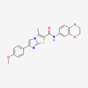 molecular formula C22H19N3O4S B2942761 N-(2,3-二氢-1,4-苯并二氧杂环-6-基)-6-(4-甲氧基苯基)-3-甲基咪唑并[2,1-b][1,3]噻唑-2-甲酰胺 CAS No. 852135-09-2