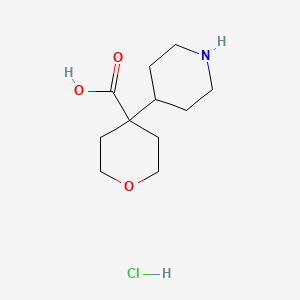molecular formula C11H20ClNO3 B2942762 4-(Piperidin-4-yl)oxane-4-carboxylic acid hydrochloride CAS No. 2228694-76-4