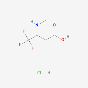 molecular formula C5H9ClF3NO2 B2942764 4,4,4-Trifluoro-3-(methylamino)butanoic acid hydrochloride CAS No. 2109130-45-0