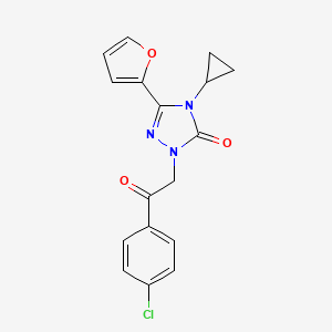 molecular formula C17H14ClN3O3 B2942773 1-(2-(4-chlorophenyl)-2-oxoethyl)-4-cyclopropyl-3-(furan-2-yl)-1H-1,2,4-triazol-5(4H)-one CAS No. 1797126-25-0