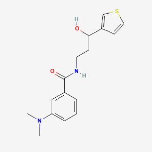molecular formula C16H20N2O2S B2942775 3-(dimethylamino)-N-(3-hydroxy-3-(thiophen-3-yl)propyl)benzamide CAS No. 2034455-72-4