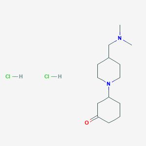 molecular formula C14H28Cl2N2O B2942780 3-{4-[(Dimethylamino)methyl]piperidin-1-yl}cyclohexan-1-one dihydrochloride CAS No. 1864063-69-3
