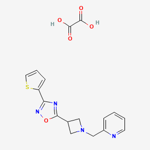 molecular formula C17H16N4O5S B2942784 5-(1-(Pyridin-2-ylmethyl)azetidin-3-yl)-3-(thiophen-2-yl)-1,2,4-oxadiazole oxalate CAS No. 1351657-89-0