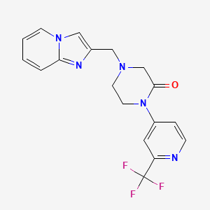 molecular formula C18H16F3N5O B2942788 4-(Imidazo[1,2-a]pyridin-2-ylmethyl)-1-[2-(trifluoromethyl)pyridin-4-yl]piperazin-2-one CAS No. 2380098-08-6