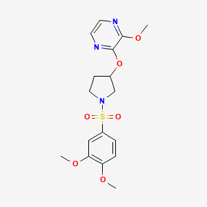 molecular formula C17H21N3O6S B2942797 2-((1-((3,4-二甲氧基苯基)磺酰基)吡咯烷-3-基)氧基)-3-甲氧基吡嗪 CAS No. 2034322-73-9