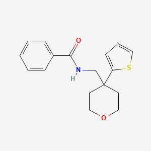 N-((4-(thiophen-2-yl)tetrahydro-2H-pyran-4-yl)methyl)benzamide