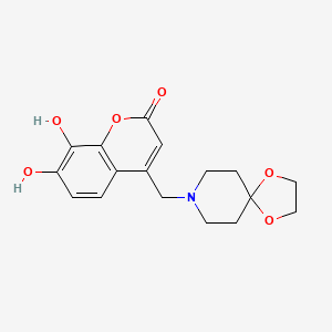 molecular formula C17H19NO6 B2942804 4-(1,4-dioxa-8-azaspiro[4.5]dec-8-ylmethyl)-7,8-dihydroxy-2H-chromen-2-one CAS No. 887209-80-5