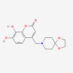 molecular formula C17H19NO6 B2942804 4-({1,4-dioxa-8-azaspiro[4.5]decan-8-yl}methyl)-7,8-dihydroxy-2H-chromen-2-one CAS No. 887209-80-5