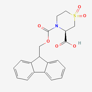 molecular formula C20H19NO6S B2942808 (3R)-4-(9H-Fluoren-9-ylmethoxycarbonyl)-1,1-dioxo-1,4-thiazinane-3-carboxylic acid CAS No. 2137077-95-1