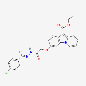 molecular formula C24H20ClN3O4 B2942813 ethyl 3-(2-{2-[(E)-(4-chlorophenyl)methylidene]hydrazino}-2-oxoethoxy)pyrido[1,2-a]indole-10-carboxylate CAS No. 339020-49-4