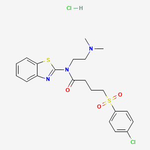 molecular formula C21H25Cl2N3O3S2 B2942820 N-(苯并[d]噻唑-2-基)-4-((4-氯苯基)磺酰基)-N-(2-(二甲氨基)乙基)丁酰胺盐酸盐 CAS No. 1216779-45-1