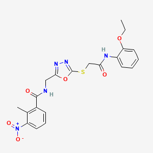 molecular formula C21H21N5O6S B2942827 N-((5-((2-((2-ethoxyphenyl)amino)-2-oxoethyl)thio)-1,3,4-oxadiazol-2-yl)methyl)-2-methyl-3-nitrobenzamide CAS No. 904273-14-9