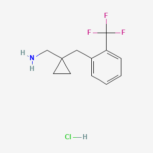 molecular formula C12H15ClF3N B2942836 (1-{[2-(Trifluoromethyl)phenyl]methyl}cyclopropyl) methanamine hydrochloride CAS No. 2251053-86-6