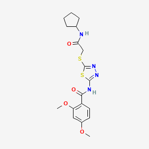 molecular formula C18H22N4O4S2 B2942857 N-[5-[2-(cyclopentylamino)-2-oxoethyl]sulfanyl-1,3,4-thiadiazol-2-yl]-2,4-dimethoxybenzamide CAS No. 868973-35-7