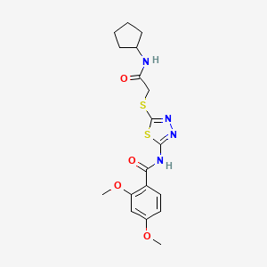 molecular formula C18H22N4O4S2 B2942857 N-(5-{[(cyclopentylcarbamoyl)methyl]sulfanyl}-1,3,4-thiadiazol-2-yl)-2,4-dimethoxybenzamide CAS No. 868973-35-7