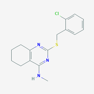 molecular formula C16H18ClN3S B2942859 N-{2-[(2-chlorobenzyl)sulfanyl]-5,6,7,8-tetrahydro-4-quinazolinyl}-N-methylamine CAS No. 339019-32-8