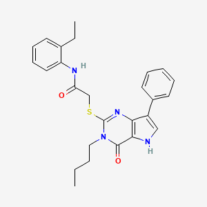 2-[(3-butyl-4-oxo-7-phenyl-4,5-dihydro-3H-pyrrolo[3,2-d]pyrimidin-2-yl)sulfanyl]-N-(2-ethylphenyl)acetamide