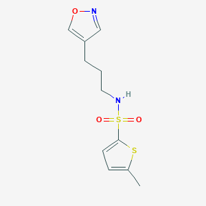 molecular formula C11H14N2O3S2 B2942874 N-(3-(isoxazol-4-yl)propyl)-5-methylthiophene-2-sulfonamide CAS No. 1904313-62-7