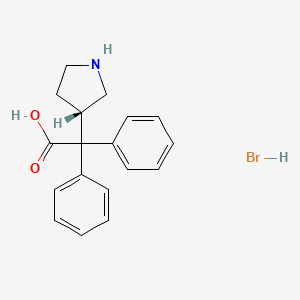 molecular formula C18H20BrNO2 B2942878 (S)-2,2-diphenyl-2-(pyrrolidin-3-yl)acetic acid hydrobromide CAS No. 1415566-36-7